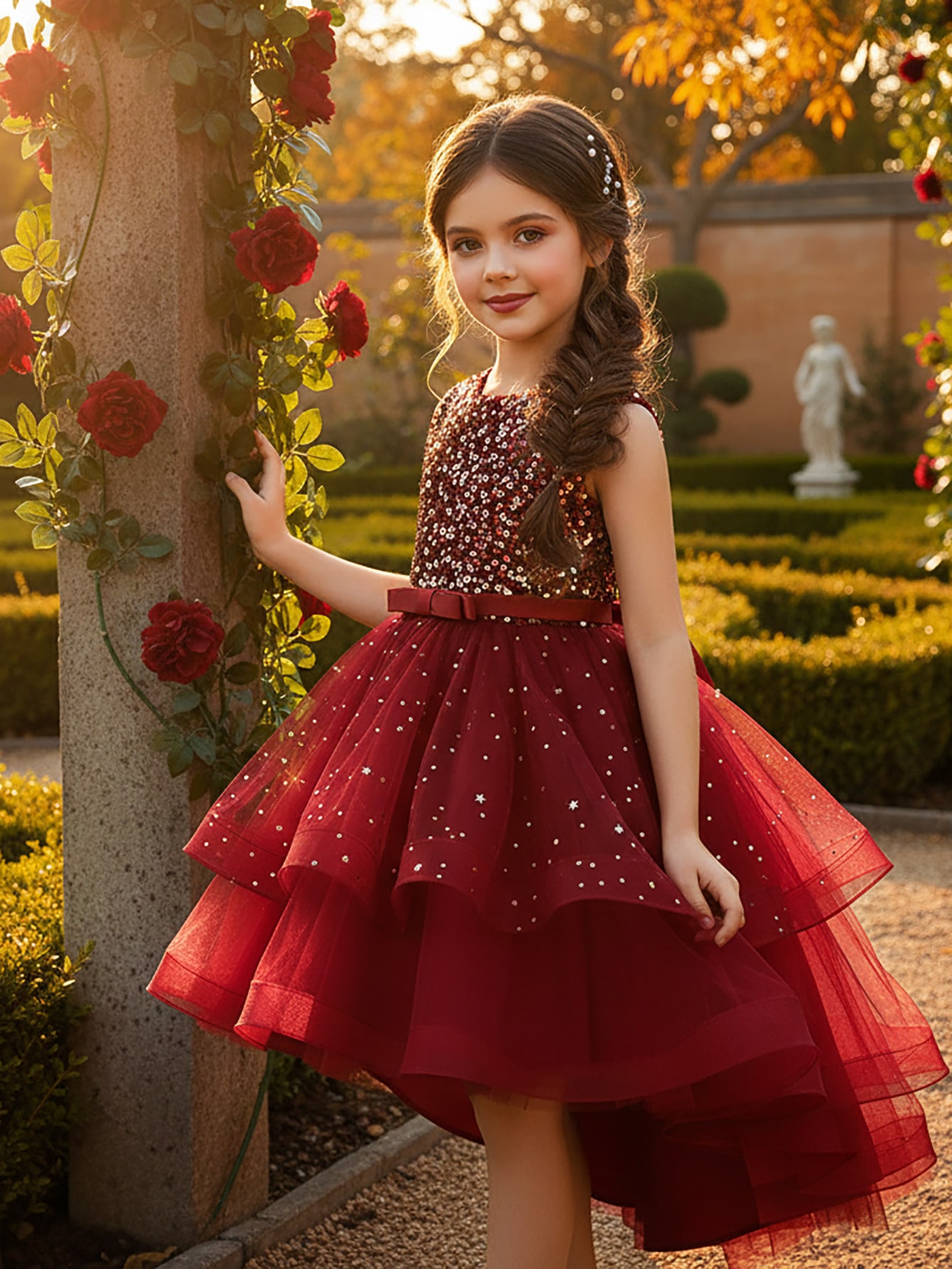 Baby Clothing Crochet - Baby Girl Princess Floral Sequins Dress