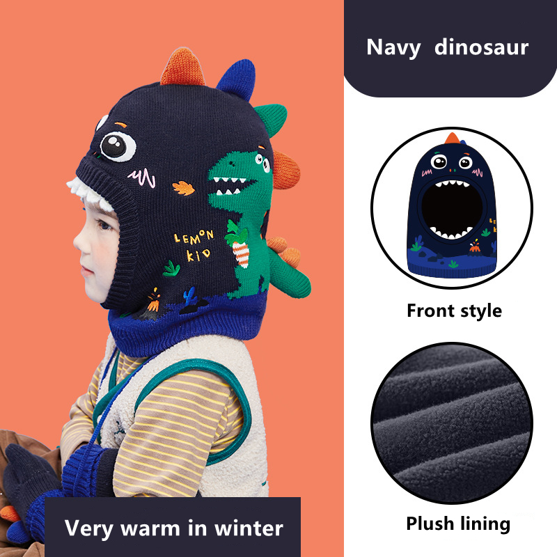 Kids Hat Scarf Gloves Set 3D D - Baby Hat Beanie 评论和价格