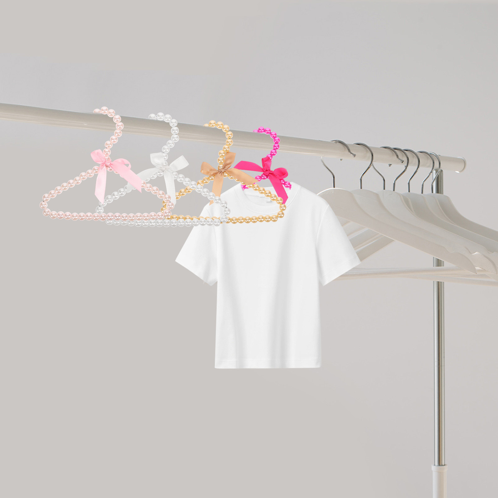 4Pcs Pearl Pet Clothes Hanger  - Baby Clothing Rack 评论和价格