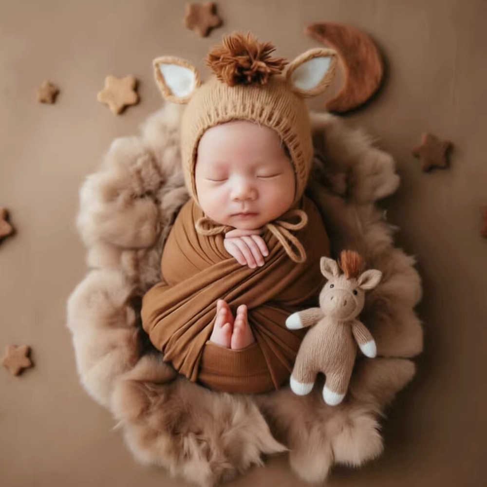Knitted Horse Hat with Doll Ne - Baby Hat Beanie 评论和价格